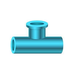 pipe fitting iconPVC plastic pipe fitting vector icon. 3 way (tee) female. Consist of slip socket opening 2 end (solvent weld) and 1 female thread. Part for pipeline, plumbing, drainage, vent, waste, 