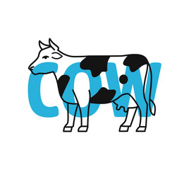 cow in outline with text