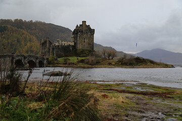 Scottish landscape with Eilean Donan Castle in autumn, Scotland