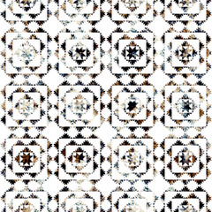 Geometric kilim ikat pattern with grunge texture
