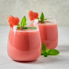 Healthy cucumber detox watermelon smoothie. Space for text.