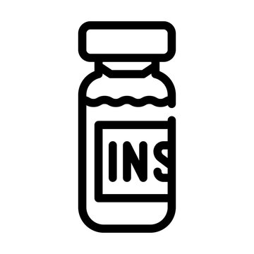 Insulin Medicament Bottle Line Icon Vector Illustration