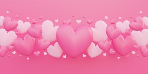 Fototapeta na wymiar Valentine's day, love concept, colorful 3d heart shape overlap background with copy space