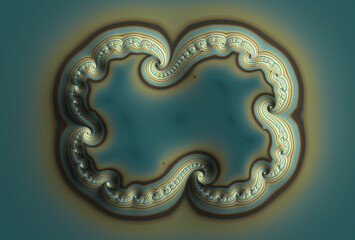Fantastic blue fractal background. The background consists of an abstract fractal texture and is suitable for use as a decorative frame. Digital art. 3D rendering.
