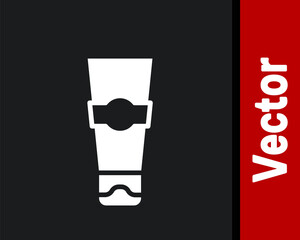 White Tube of toothpaste icon isolated on black background. Vector.
