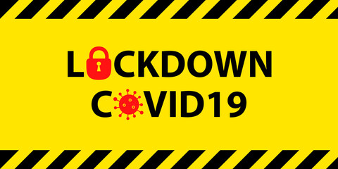 warning banner for covid 19 lockdown, warning banner for quarantine due to covid 19 pandemic