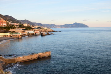 Fototapeta na wymiar Genova Tramonto sul Mare