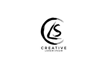Abstract Letter LS Art Brush Stroke Logo