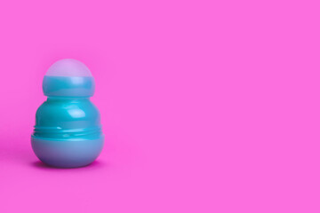 deodorant antiperspirant on a pink background. Copy space for text
