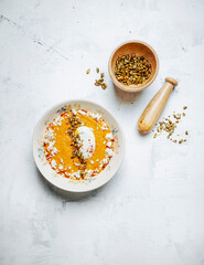 Roasted butternut squash soup with goat cheese
