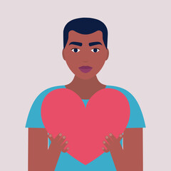 Man holds big hearts