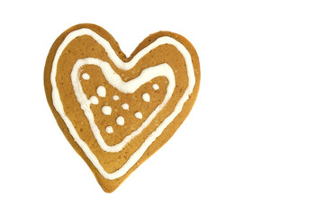 heart gingerbread isolated on white background