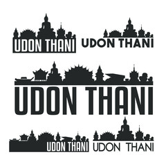 Udon Thani Thailand Flat Icon Skyline Vector Silhouette Design Set Logos.