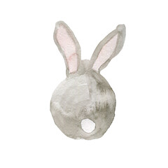 watercolor painting illustration bunny adorable rabbit rear view