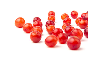 Nanking or felted cherry fruits, isolated on  white background
