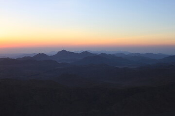 sunrise at the top of Mount Moses, mountains of Egypt, the highest mountain in Egypt