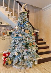 Home interior with Christmas tree