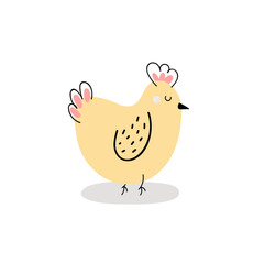  Cute chicken isolated on white background. Easter chicken. Design for Easter. Flat vector illustration