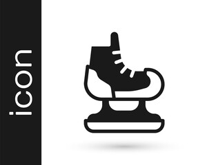 Black Skates icon isolated on white background. Ice skate shoes icon. Sport boots with blades. Vector.