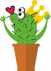 Cute succulent or cactus plant in ceramic pot 