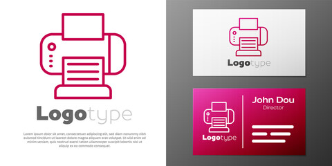 Logotype line Printer icon isolated on white background. Logo design template element. Vector.