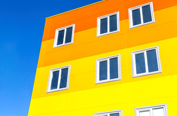 Facade of colorful modern residential building