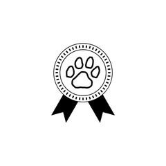 Paw print badge icon isolated on white background