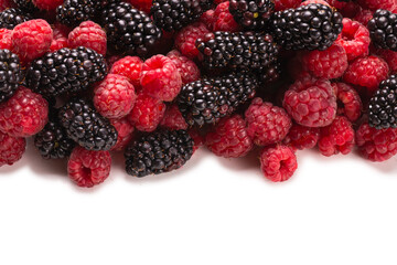 Tasty raspberry and blackberry background.