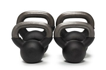 Black weight isolated on white. 4 kg weight. Fitness for women.