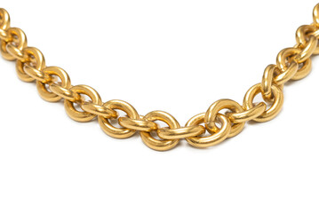 Golden chain isolated on white background.