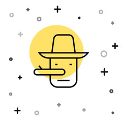 Black line Pinocchio icon isolated on white background. Random dynamic shapes. Vector.