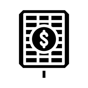 Payback And Price Solar Panel Glyph Icon Vector Illustration