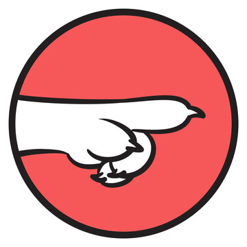 Direction Sign With The Pointing White Cat Paw Index Finger