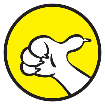 Direction Sign With The Pointing White Cat Paw Thumb