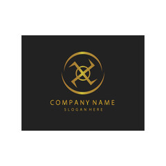 Simple elegant initials letter type X sign symbol icon template black background