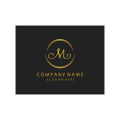 simple elegant initials letter type M sign symbol icon template black background