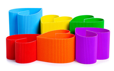 Multicolored hearts on white background isolation, Valentines day concept