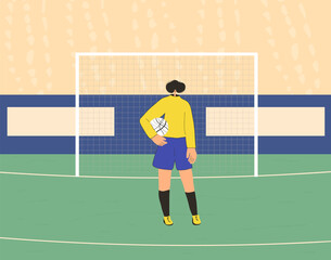 Female soccers flat player. Woman vector athlete