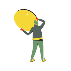 Man with gold coin. Male person with money in his hands. 