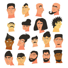 Set of vector avatar icons. Faces of persons.