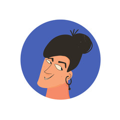 Woman vector avatar icon. Face of female persons.