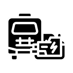 mobile house with generator glyph icon vector illustration