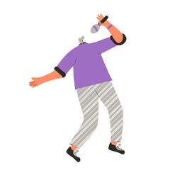 Music band performs on a stage. Vector design.