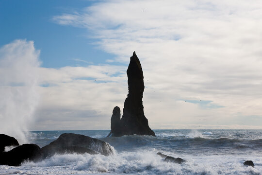 Rock-stack, Troll's Toes Reynisdrangar, near Vik.
