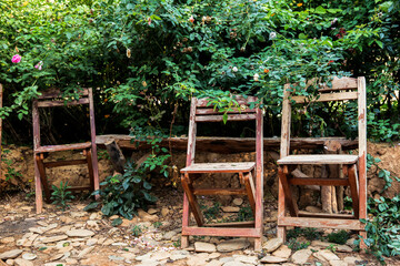 Fototapeta na wymiar Thailand, Abandoned, Ancient, Beauty, Bench
