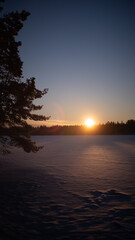Fototapeta na wymiar Sunset Lake Winter