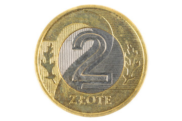 macro photo of the Polish 2 zloty coin