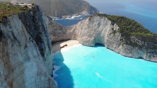 aerial view of navagio beach in zakynthos greece