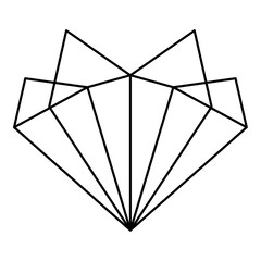 Geometric heart shape. Vector illustration of poligonal heart logo design. Love symbol. Simple linear icon. Valentine's day or wedding invitation element isolated on white background.