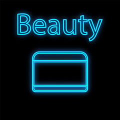 jar with blue cream, neon on a black background. Creamy texture for cosmetology and makeup. round shape packaging for face cream. nude make up. signboard for cosmetology. illustration